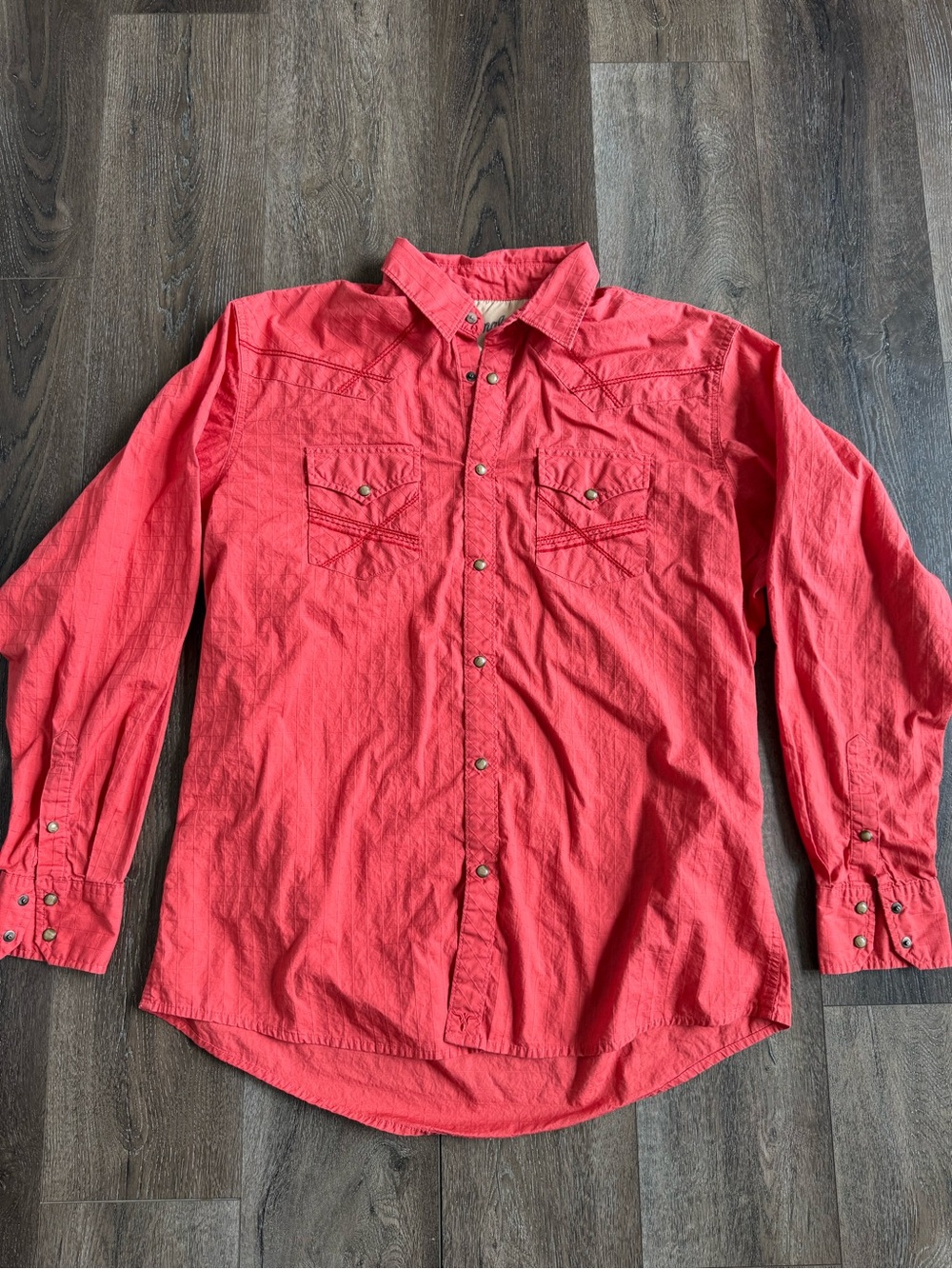Wrangler Men's Coral Snap-Front Western Shirt Size XL
